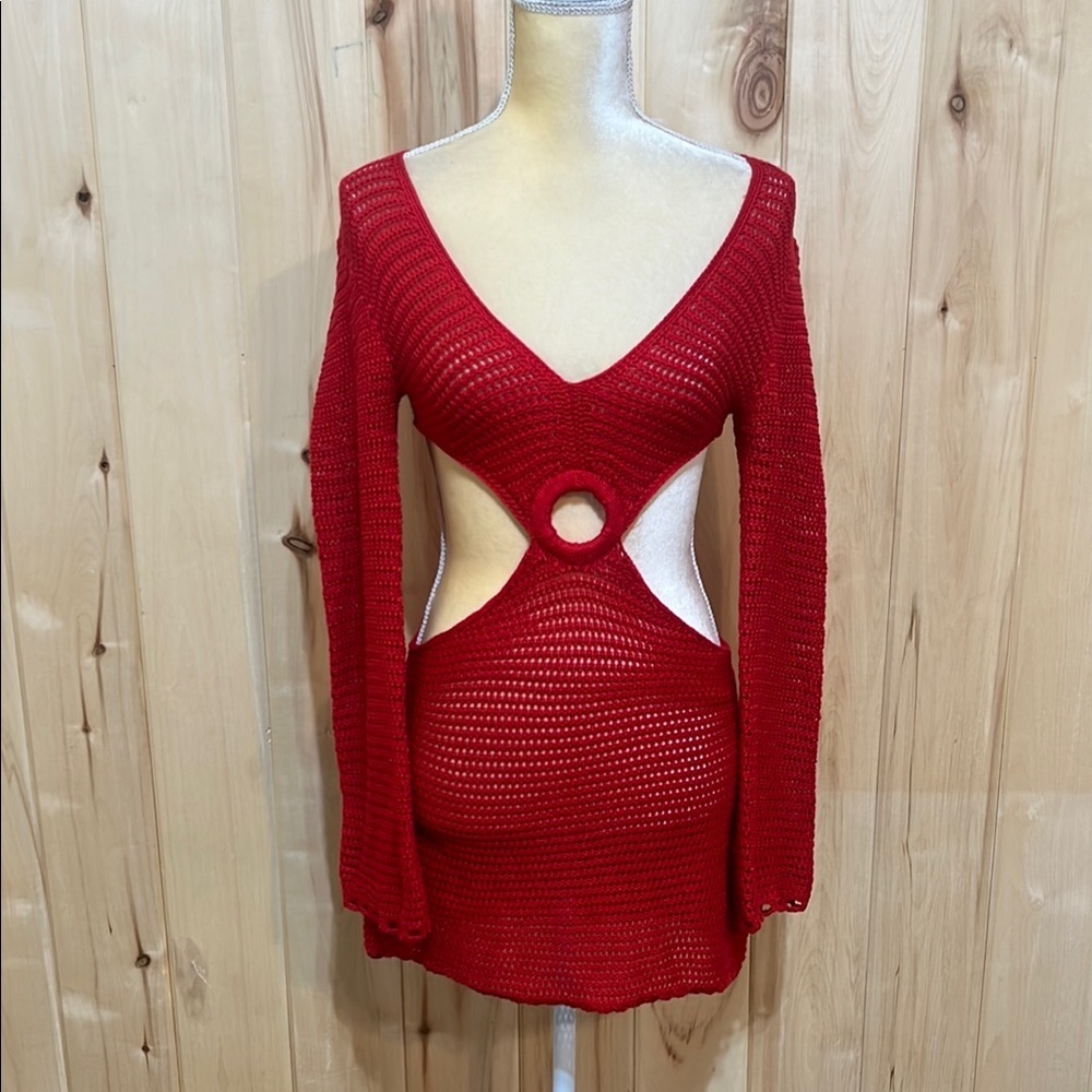 NWT Lillusory Red Crochet Swim Cover Size‎ S